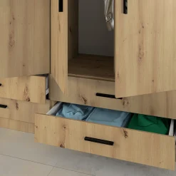 Garnero Arredamenti Camerette In Legno-Camera doppio letto completa design Caronte Rovere Rustico