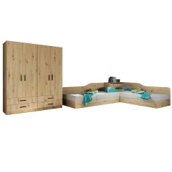 Garnero Arredamenti Camerette In Legno-Camera doppio letto completa design Caronte Rovere Rustico