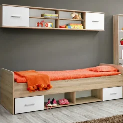 Garnero Arredamenti Camerette In Legno-Cameretta bambini 1 letto singolo quercia sonoma bianco opaco Ciak 1