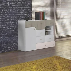 Garnero Arredamenti Camerette Colorate-Cameretta bambini completa bianco opaco rosa Balocchi Bianco Lucido - Rosa