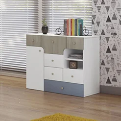 Garnero Arredamenti Camerette Colorate-Cameretta bambini completa bianco opaco azzurro Balocchi Bianco Lucido - Azzurro