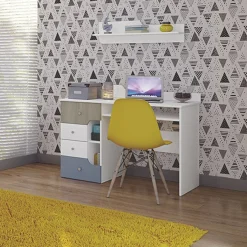 Garnero Arredamenti Camerette Colorate-Cameretta bambini completa bianco opaco azzurro Balocchi Bianco Lucido - Azzurro