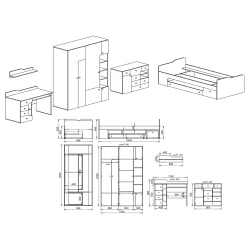 Garnero Arredamenti Camerette Colorate-Cameretta bambini completa bianco opaco azzurro Balocchi Bianco Lucido - Azzurro