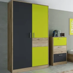 Garnero Arredamenti Camerette Colorate-Cameretta bambini rovere verde mela grafite armadio letto comodino cassettiera scrivania Cooper