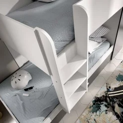 Garnero Arredamenti Camerette A Ponte-Cameretta bambini 244x150cm 3 letti soppalco reversibile bianco grafite Damian Bianco Opaco - Grafite