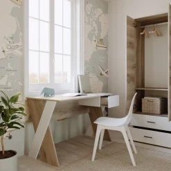 Garnero Arredamenti Camerette Colorate|Camerette In Legno-Cameretta completa bambini 1 letto singolo rovere bianco Francesco Gihome®