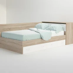 Garnero Arredamenti Camerette In Legno-Cameretta completa con letto una piazza e mezza, comò e armadio 3 ante rovere bianco Cesare Bianco Lucido - Rovere