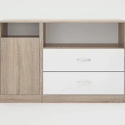 Garnero Arredamenti Camerette In Legno-Cameretta completa con letto una piazza e mezza, comò e armadio 3 ante rovere bianco Cesare Bianco Lucido - Rovere