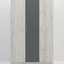 Garnero Arredamenti Camerette In Legno-Cameretta completa con letto una piazza e mezza, comò e armadio 3 ante bianco frassinato grigio Cesare Bianco Frassinato - Grigio