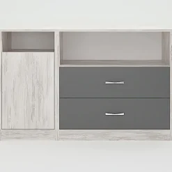 Garnero Arredamenti Camerette In Legno-Cameretta completa con letto una piazza e mezza, comò e armadio 3 ante bianco frassinato grigio Cesare Bianco Frassinato - Grigio