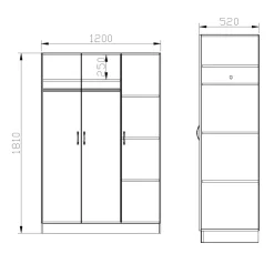 Garnero Arredamenti Camerette In Legno-Cameretta completa con letto una piazza e mezza, comò e armadio 3 ante bianco frassinato grigio Cesare Bianco Frassinato - Grigio