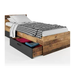 Garnero Arredamenti Camerette In Legno-Cameretta completa singola grafite rovere rustico Fada