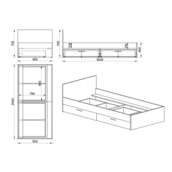 Garnero Arredamenti Camerette In Legno-Cameretta completa singola grafite rovere rustico Fada