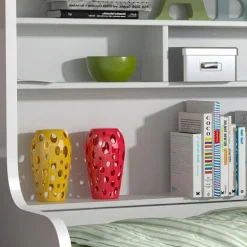 Garnero Arredamenti Camerette Colorate|Camerette A Ponte-Cameretta con soppalco 2 letti singoli bianca nera Enrico Gihome® Bianco Lucido - Nero Lucido