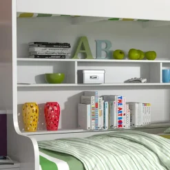 Garnero Arredamenti Camerette Colorate|Camerette A Ponte-Cameretta con soppalco 2 letti singoli bianca viola Enrico Gihome® Bianco Lucido - Viola