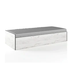 Garnero Arredamenti Camerette Colorate-Cameretta per bambini 1 letto singolo contenitore bianco rustico turchese Zadar Bianco Frassinato - Azzurro