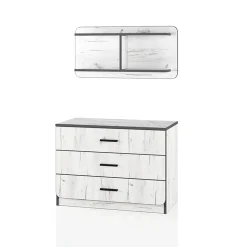 Garnero Arredamenti Camerette Colorate-Cameretta per bambini 1 letto singolo contenitore bianco rustico turchese Zadar Bianco Frassinato - Azzurro