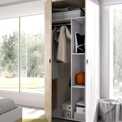 Garnero Arredamenti Camerette In Legno-Cameretta per bambini completa 2 letti singoli rovere bianco Cairo