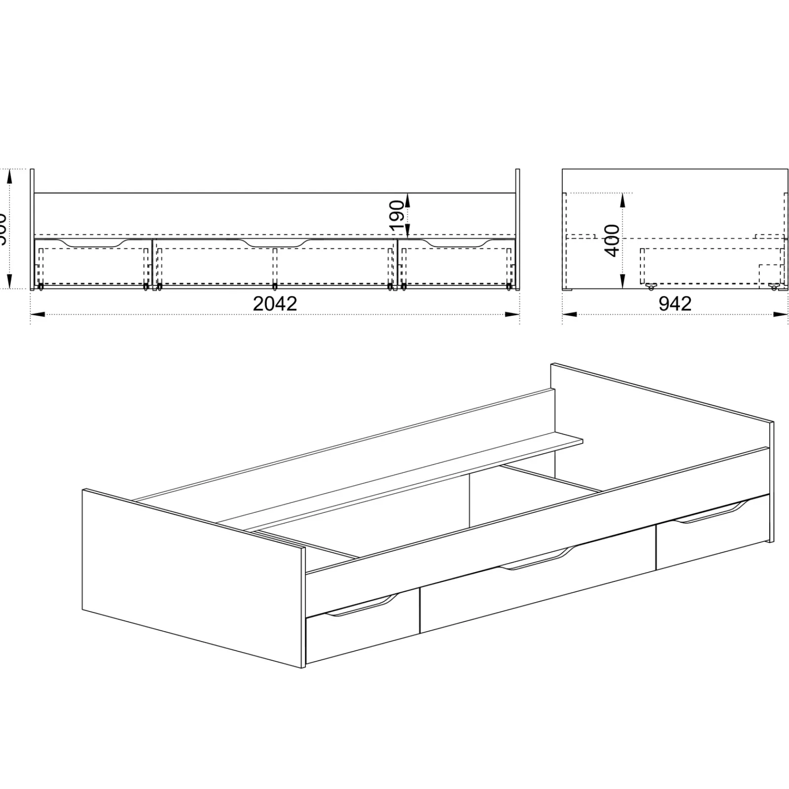 Garnero Arredamenti Camerette Colorate|Camerette In Legno-Cameretta per bambini completa 1 letto con cassettoni rovere grigio Kabala