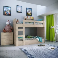 Garnero Arredamenti Camerette In Legno|Camerette A Ponte-Cameretta 275x161cm 2 letti a castello completa rovere Lorenzo Gihome®