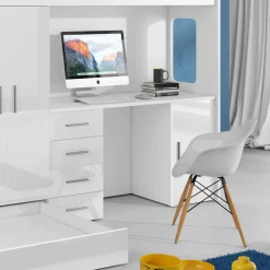 Garnero Arredamenti Camerette A Ponte-Cameretta 324x86cm 2 letti singoli completa bianco Diego Gihome® Bianco Lucido