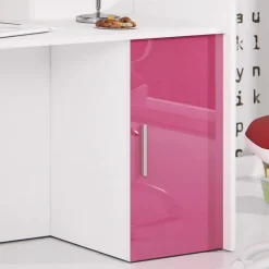 Garnero Arredamenti Camerette A Ponte-Cameretta 254x120cm 1 letto soppalco bambini bianco rosa lucido Simone Gihome® Bianco Lucido - Rosa