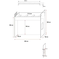 Garnero Arredamenti Camerette A Ponte-Cameretta 254x120cm 1 letto soppalco bambini bianco rosa lucido Simone Gihome® Bianco Lucido - Rosa