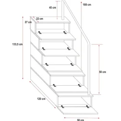 Garnero Arredamenti Camerette A Ponte-Cameretta 254x120cm 1 letto soppalco bambini bianco rosa lucido Simone Gihome® Bianco Lucido - Rosa