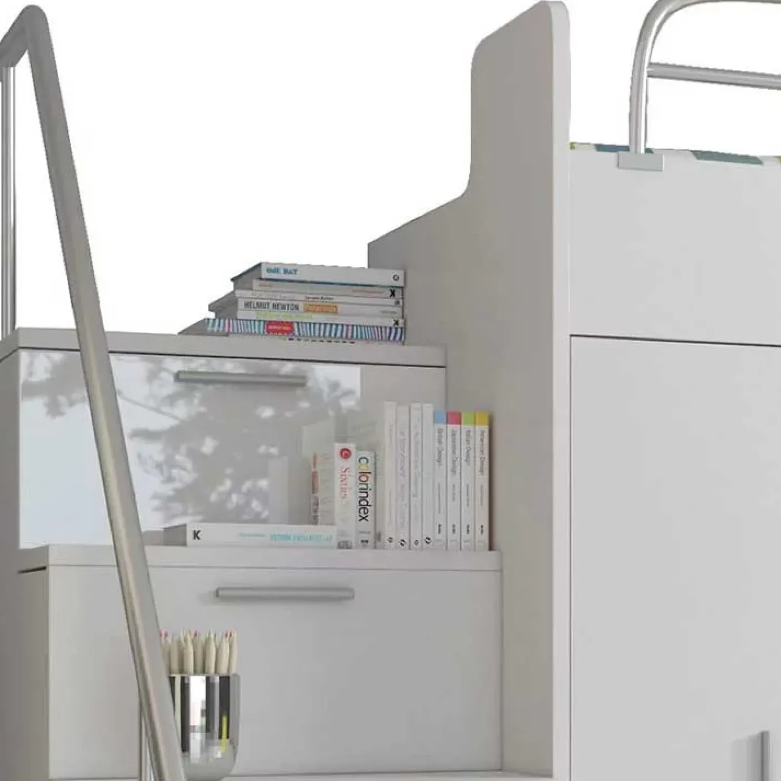 Garnero Arredamenti Camerette A Ponte-Cameretta 254x120cm 1 letto soppalco Simone Gihome® Bianco Lucido