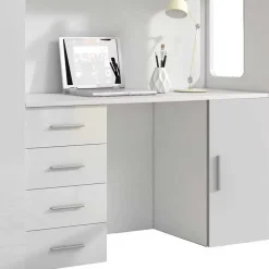 Garnero Arredamenti Camerette A Ponte-Cameretta 254x120cm 1 letto soppalco Simone Gihome® Bianco Lucido