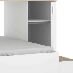 Garnero Arredamenti Camerette In Legno|Camerette A Ponte-Cameretta 255x112cm bambini 2 letti reversibile rovere bianco a soppalco Sole Bianco Opaco - Rovere