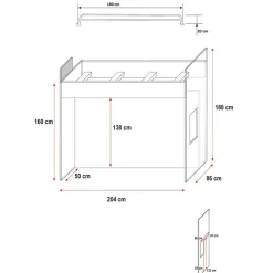 Garnero Arredamenti Camerette Colorate|Camerette A Ponte-Cameretta 324x86cm completa 2 letti singoli bianco grigio Diego Gihome® Bianco Lucido - Grigio