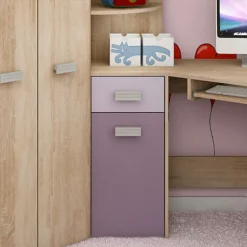 Garnero Arredamenti Camerette A Ponte-Cameretta 204x120cm completa sinistra 1 letto singolo rovere viola Dollie Gihome® Rovere - Viola