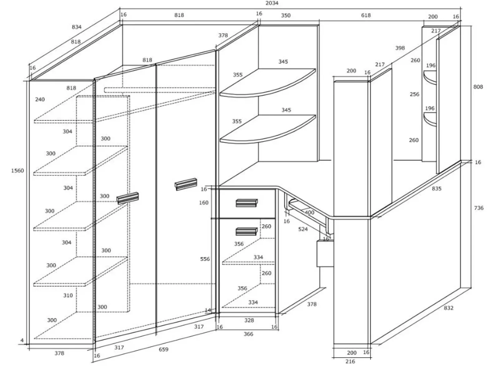 Garnero Arredamenti Camerette A Ponte-Cameretta 204x120cm completa sinistra 1 letto singolo rovere viola Dollie Gihome® Rovere - Viola
