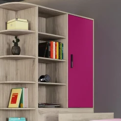 Garnero Arredamenti Camerette Colorate-Cameretta 352x124cm con cabina armadio rovere fucsia Fabio Gihome® Fucsia - Rovere