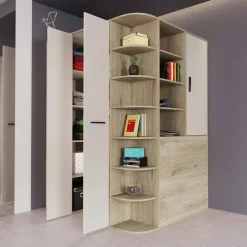 Garnero Arredamenti Camerette In Legno-Cameretta 352x124cm con cabina armadio rovere beige champagne Fabio Gihome® Rovere - Beige