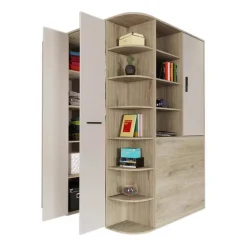 Garnero Arredamenti Camerette In Legno-Cameretta 352x124cm con cabina armadio rovere beige champagne Fabio Gihome® Rovere - Beige