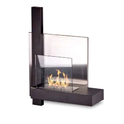 Garnero Arredamenti Camino Bioetanolo-Caminetto bioetanolo da parete con vetro moderno 65x23cm nero Lucca