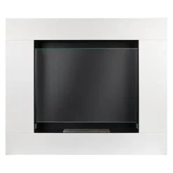 Garnero Arredamenti Camino Bioetanolo-Caminetto bioetanolo 105x90h cm da parete acciaio e vetro bianco Etna