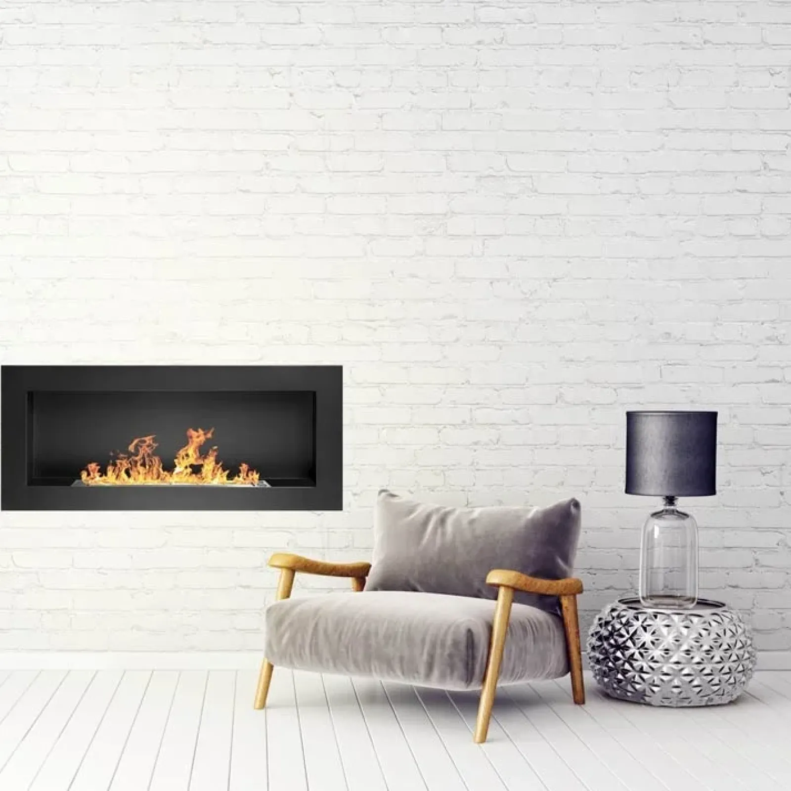 Garnero Arredamenti Camino Bioetanolo-Caminetto 90x40cm bioetanolo Denny Gihome® Nero Opaco