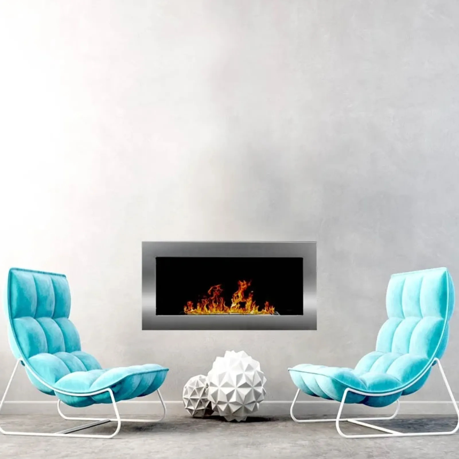 Garnero Arredamenti Camino Bioetanolo-Caminetto 90x40h cm bioetanolo da parete inox Denny Gihome® Argento