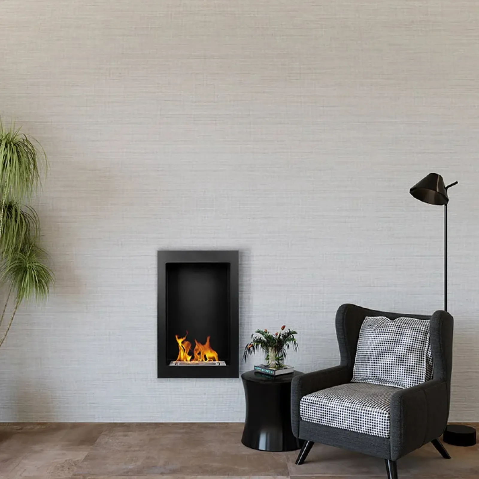 Garnero Arredamenti Camino Bioetanolo-Caminetto 39x61h cm bioetanolo da parete acciaio nero Bernina