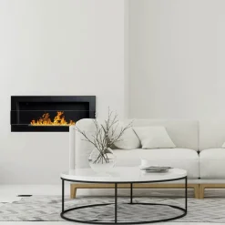 Garnero Arredamenti Camino Bioetanolo-Caminetto 90x40h cm bioetanolo con vetro Albert Gihome® Nero Opaco