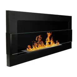 Garnero Arredamenti Camino Bioetanolo-Caminetto 90x40h cm bioetanolo con vetro Albert Gihome® Nero Opaco