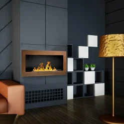 Garnero Arredamenti Camino Bioetanolo-Caminetto 90x40h cm bioetanolo marrone ramato Denny Gihome® Bronzo