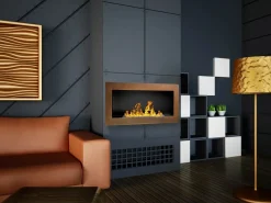 Garnero Arredamenti Camino Bioetanolo-Caminetto 90x40h cm bioetanolo con vetro marrone ramato Albert Gihome® Bronzo