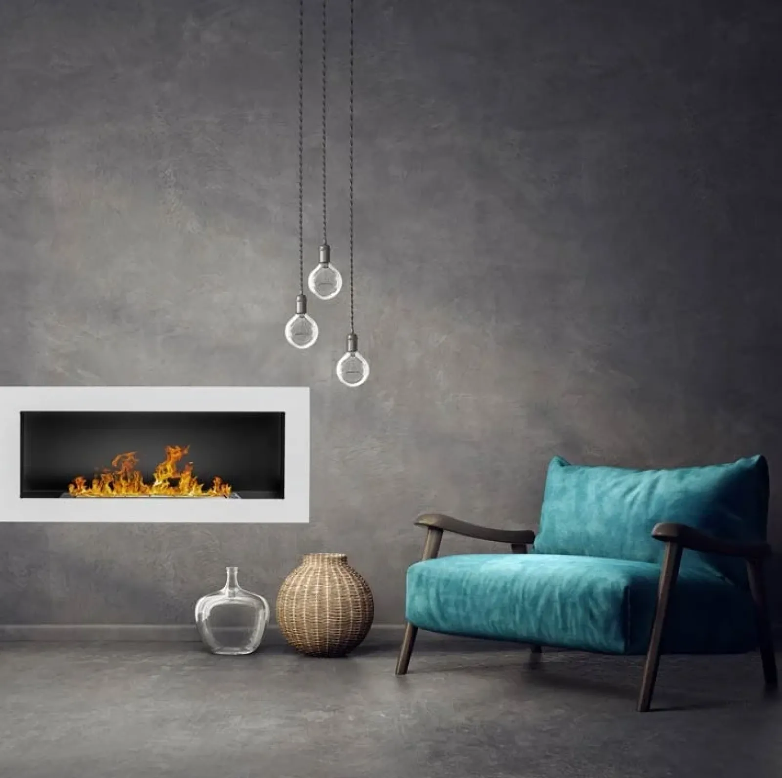 Garnero Arredamenti Camino Bioetanolo-Caminetto 90x40h cm bioetanolo da parete bianco Denny Gihome® Bianco Opaco