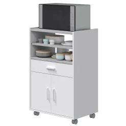 Garnero Arredamenti Scaffali E Dispense-Carrello da cucina 59x92h cm con ruote bianco opaco cemento Comer