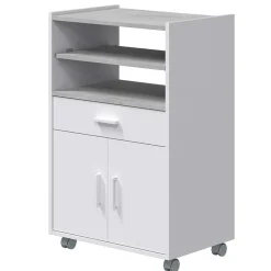 Garnero Arredamenti Scaffali E Dispense-Carrello da cucina 59x92h cm con ruote bianco opaco cemento Comer