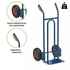 Garnero Arredamenti Attrezzi Da Giardino-Carrello portapacchi con ruote solleva fino a 200kg in acciaio Xina